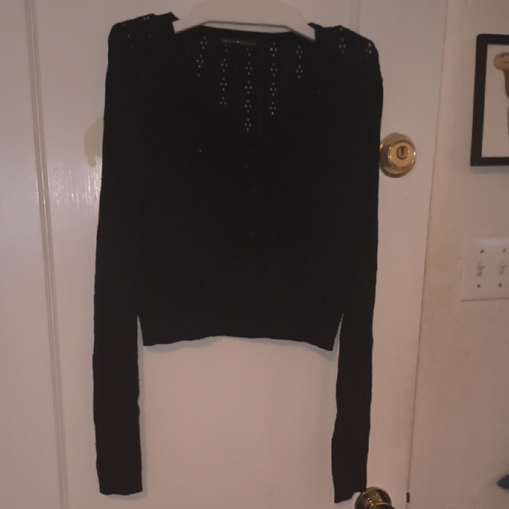 Brandy Melville | Black Cropped Knit Hoodie